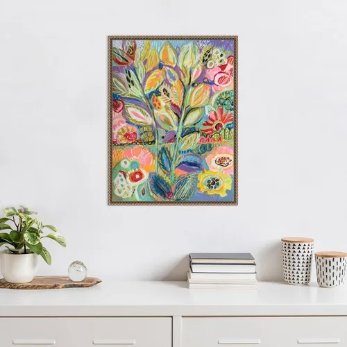 Vista 5 de Amanti Art Lienzo enmarcado para pared, 24 x 18 pulgadas, jardín de fantasía II, por Karen Fields, lienzo enmarcado para pared, arte abstracto