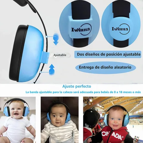 Vista 5 de Auriculares de bebé con cancelación de ruido, orejeras para bebés de 1 a 24 meses, color azul