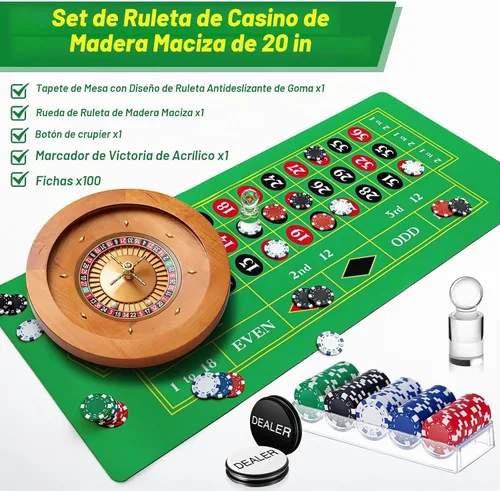 Vista 2 de Lunmon El juego de rueda de ruleta de madera de 20 pulgadas incluye rueda de madera maciza de 20 pulgadas con 4 bolas de ruleta de 47 x 23.6