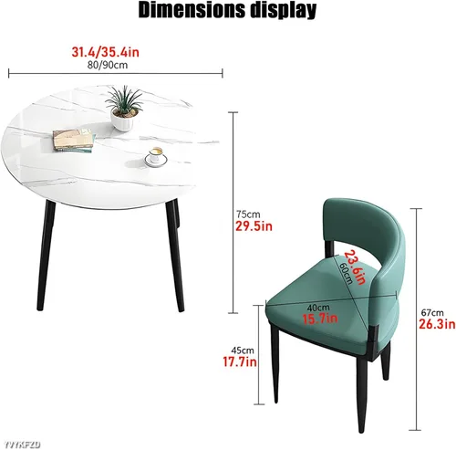 Vista 2 de YVYKFZD Office Reception Room Club Table and Chair Set, Simple Round Conference Table Coffee Table, Kitchen Dining Table Set for 4, Industrial Blue