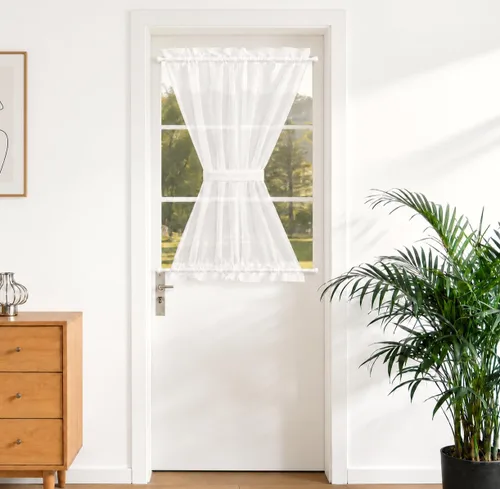 Vista 8 de Aquazolax - Cortinas transparentes para puerta y ventana gris - Cortinas con bolsillo para barra de 25 x 40 pulgadas para puertas de cristal