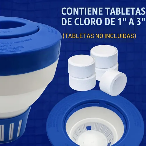 Vista 6 de Poolzilla - Dispensador flotante de cloro, cuello ajustable, tabletas de hasta 3 pulgadas