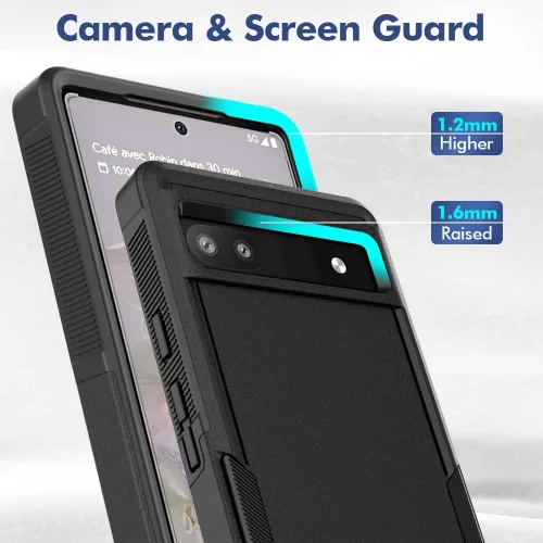 Vista 3 de Funda para Google Pixel 6A 5G, funda para teléfono de pasajeros [grado militar] 2 en 1 a prueba de golpes, resistente cubierta para Pixel 6A 5G