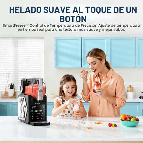 Vista 2 de Slushie Machine Eismaschine & Slushie Maschine für Zuhause, con pantalla LED, 6 programas de venta para Eiscreme Frappés Milchakes