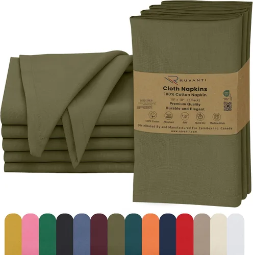 Vista 12 de Ruvanti - Servilletas de tela, paquete de 6, 45x45 centímetros, 100% algodón, lavables, suaves y absorbentes, perfectas para bodas, cenas de Belleza