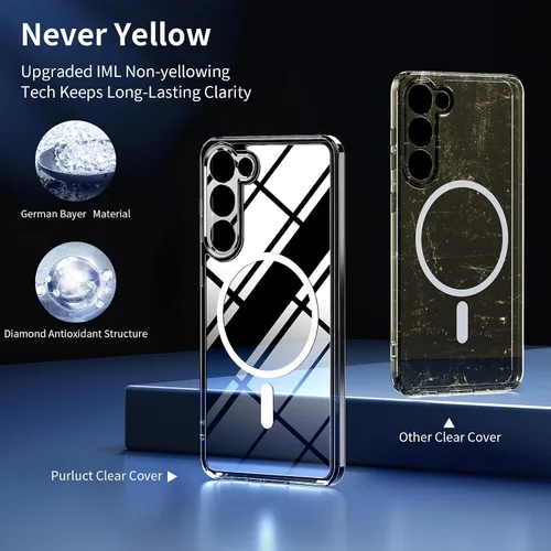 Vista 4 de Funda magnética diseñada para Samsung Galaxy S23+ Plus [compatible con MagSafe], protección contra caídas de grado militar [nunca amarillento] Funda