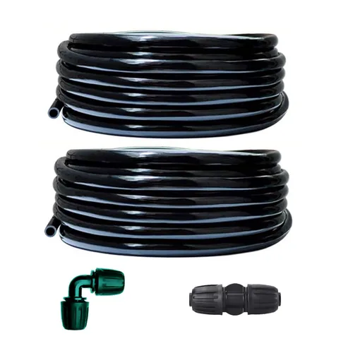 Vista 10 de Kit de riego por goteo de 64 pies con temporizador de jardín, sistema de riego de plantas con boquillas de chorro de tubería y temporizador de agua