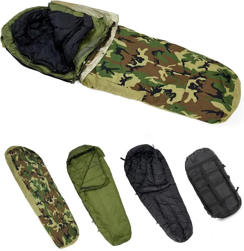 Vista 9 de MT Sistema de sacos de dormir modulares militares del ejército, múltiples capas con cubierta Bivy para todas las estaciones, bosque/multicámara
