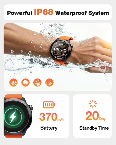 Vista 7 de AOLON Reloj inteligente GPS para hombre, 1.43 pulgadas AMOLED Smartwatch con brújula/barómetro/altímetro, monitor de frecuencia cardíaca/sueño, 30M