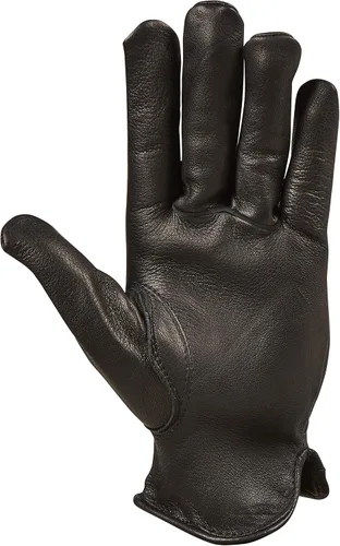 Vista 2 de Saranac Poygan - Guantes de piel de ciervo prémium para hombre, color negro, grande, sin forro, de grano completo, guantes de trabajo de cuero suave