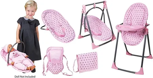 Vista 6 de Lissi Juego de silla alta convertible 6 en 1 de muñeca bebé