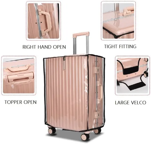 Vista 2 de RF REENFAYA Protector de maleta - Funda de equipaje de PVC transparente, impermeable, gruesa, Transparente, Cubierta de PVC