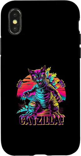 Vista 4 de iPhone 15 Streetwear Synthwave 80s 90s Catzilla Cat Japanese teen Case