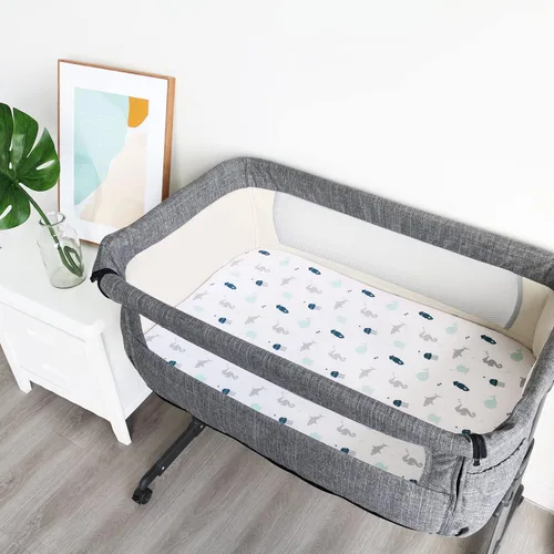Vista 2 de Sábanas para moisés, paquete de 4 para bebés, sábanas para moisés Aqua + azul marino