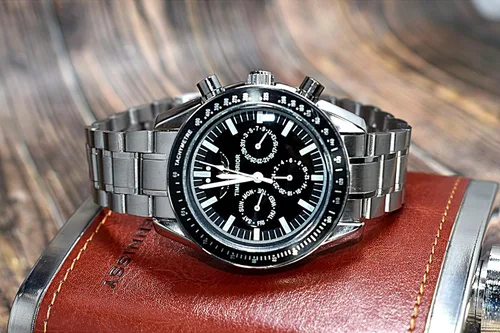 Vista 5 de TIME WARRIOR Reloj de diseño de relojes para hombre, acero inoxidable, cronógrafo impermeable, movimiento automático, Oro, Cronógrafo