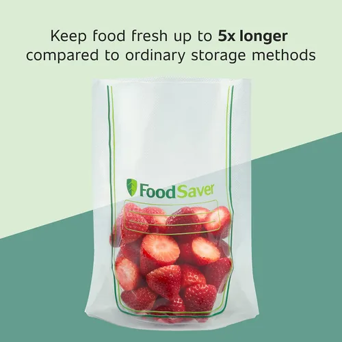 Vista 3 de FoodSaver Bolsas selladoras al vacío, rollos para almacenamiento hermético de alimentos y Sous Vide, 11 pulgadas x 16 pies y bolsas selladoras al