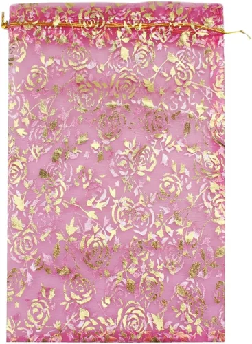 Vista 17 de 8 x 12 pulgadas 100 bolsas de flores de corazón con cordón de organza bolsa de regalo de joyería bolsa de dulces con cordón de regalo de boda