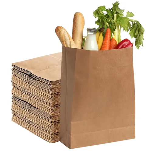 Vista 9 de Perfect Stix Bolsas de compras de papel kraft marrón de 52 libras, paquete de 50