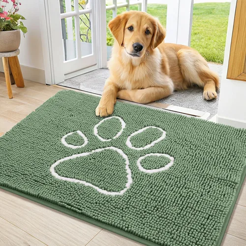 Vista 221 de Smiry Tapete para puerta de perro para patas fangosas, absorbente y Gris y negro