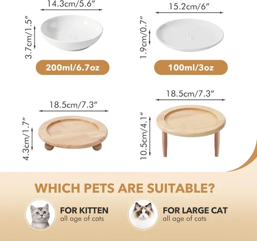 Vista 2 de Havniva Cuencos elevados para gatos, juego de cuencos de comida y agua para Blanco