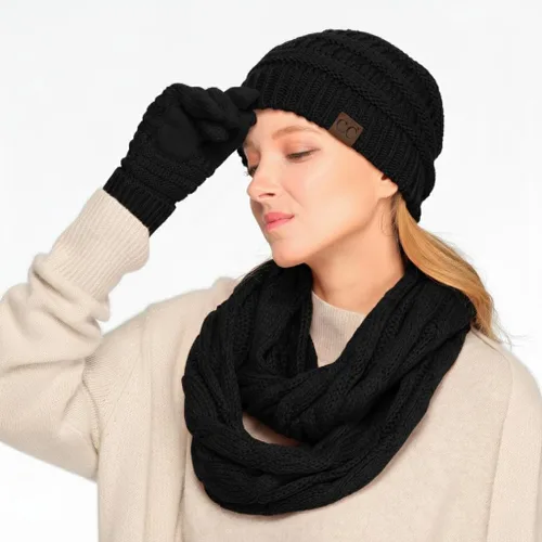 Vista 15 de C.C Trendy Warm Chunky Soft Stretch Cable Knit Beanie