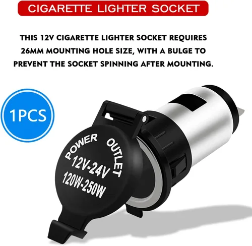 Vista 3 de Enchufe para encendedor de cigarrillos, adaptador de encendedor de cigarrillos de automóvil DC 12V/24V con cable de extensión, reemplazo de enchufe