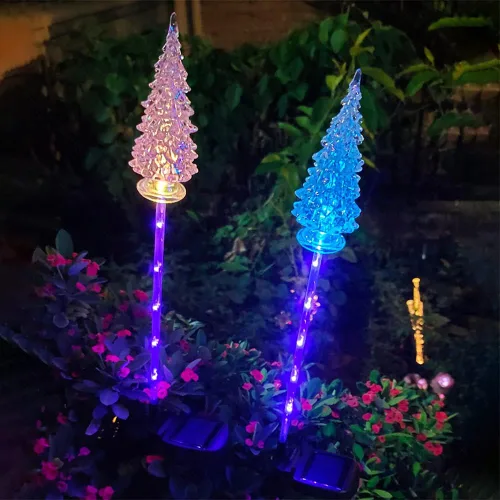 Vista 7 de Luces decorativas solares, luces de estaca de jardín impermeables para exteriores, luces solares para árbol de Navidad, 2 paquetes, luces LED