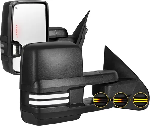 Vista 11 de Sanooer Espejos de remolque pintados en negro Compatibles con Chevy Silverado GMC Sierra 2014-2018 con luz de giro dinámica Switchback, luces