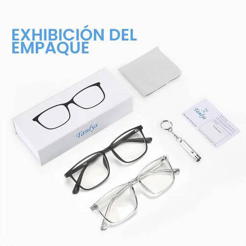 Vista 7 de Paquete de 2 lentes de bloqueo de luz azul para fatiga ocular en computadora Ai01-negro y transparente