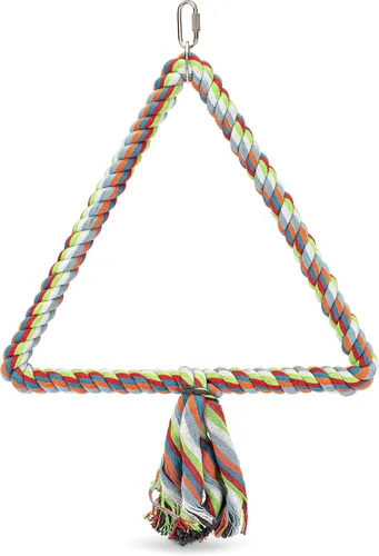 Vista 7 de Percha de algodón grande con forma de cuerda para pájaros, fabricada con materiales naturales, segura para trepar y masticar, ideal para loros