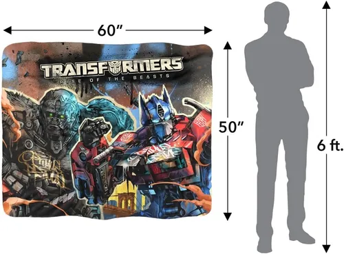 Vista 5 de Transformers: Rise of The Beasts - Manta de 50 x 60 pulgadas Optimus Primal Primal Mural Silky Touch Sherpa Back Super Soft