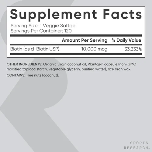 Vista 4 de Sports Research® Paquete de suplementos para mujer, biotina vegana de 10,000 mcg con aceite de coco, péptidos de colágeno hidrolizados con ácido