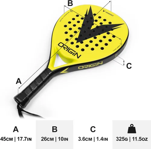 Vista 2 de VERMONT Origin Pala de pádel Pala de pádel ligera, duradera y precisa para principiantes y jugadores de todas las edades