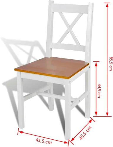 Vista 2 de Dining Chairs Set of 2, White and Natural Wood Finish Solid Pine Wood Chairs with Ergonomic Design for Kitchen Dining Room and Small Spaces