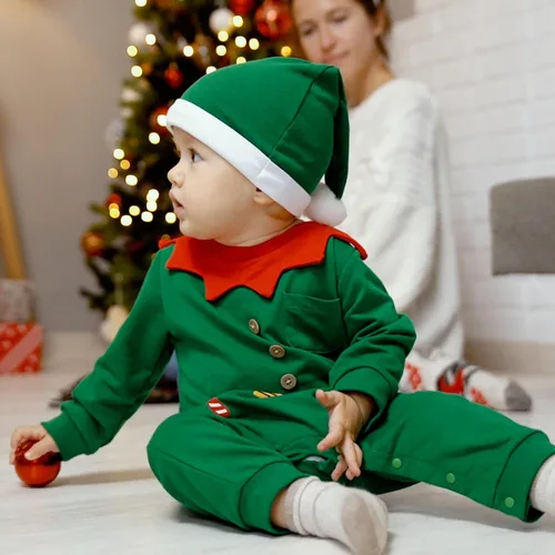 Vista 2 de My First Christmas - Conjunto de mameluco de manga larga para recién nacido, traje para bebé y niña