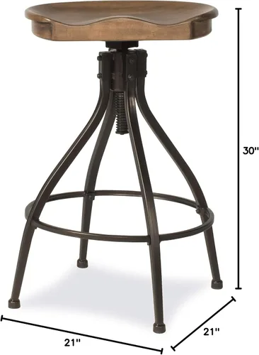 Vista 2 de Hillsdale Worland Taburete de metal sin respaldo ajustable de altura, juego de 2