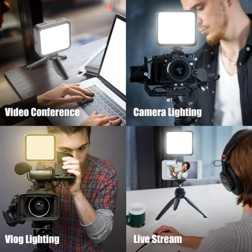 Vista 6 de Mettlelite VL120B Kit de luz LED de video regulable, continuo, portátil, para cámara, iluminación de fotografía, luz de video recargable con trípode
