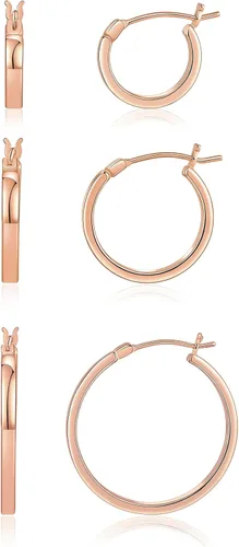 Vista 22 de Aretes de aro para mujer, aros planos chapados en oro de 14 quilates Dorado