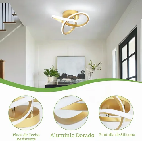 Vista 6 de Lámpara LED para pasillo, moderna lámpara de techo LED dorada de 6000 K, lámpara de techo semiempotrada para pasillo, cocina, dormitorio, entrada