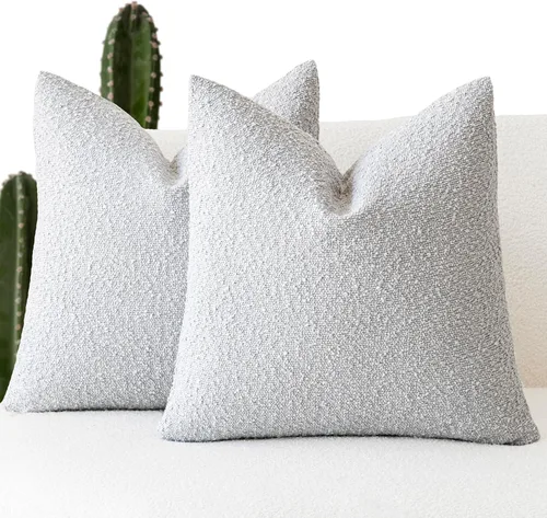 Vista 49 de Foindtower - Juego de 2 fundas decorativas de textura de bucle, fundas de almohada acentuadas, fundas de cojín sólidas, neutrales, para sofá, silla