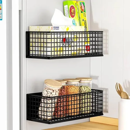 Vista 6 de Cesta magnética organizadora de nevera, cubos de alambre, portalápices, accesorios para pizarra blanca, organización de la cocina del hogar