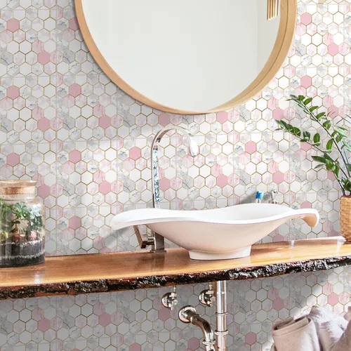 Vista 12 de 12 calcomanías mate para azulejos de pared, despegar y pegar, autoadhesivas, calcomanías de vinilo para azulejos de pared, adhesivo de PVC