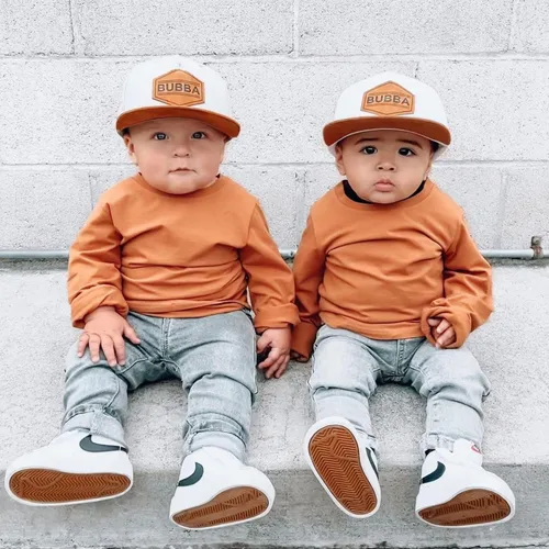 Vista 6 de Gorro de béisbol para bebé, gorra de camionero Bubba, para bebé, recién nacido, juvenil, con parche de ala plana, para verano e invierno