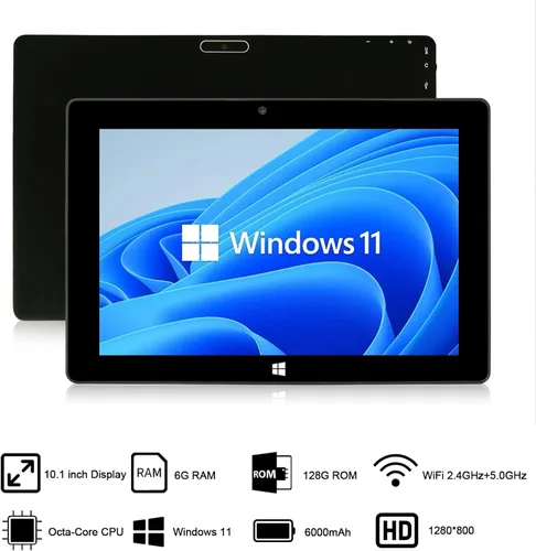 Vista 2 de 10.1 "Windows Tablet Tablet Tablets Computadora 6GB RAM 128GB ROM, Procesador Intel, USB 3.0, Micro HDMI, Batería 6000MAH, Cámaras duales, Bluetooth