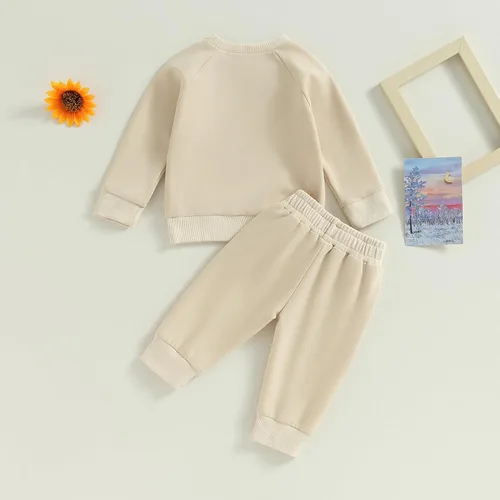 Vista 6 de Hoanselay Conjunto de sudadera de manga larga con capucha y pantalones de otoño e invierno para bebé niño