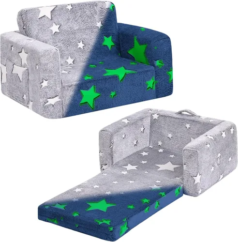 Vista 8 de Tiita Sofá para Niños, Silla Sofá para Niños 2 en 1, Sofá Convertible para Niños Pequeños a Tumbona, Sofá de Bebé Desplegable, Cama Silla