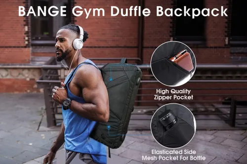 Vista 7 de BANGE Mochila deportiva de gimnasio para hombre y mujer Negro L Mochila