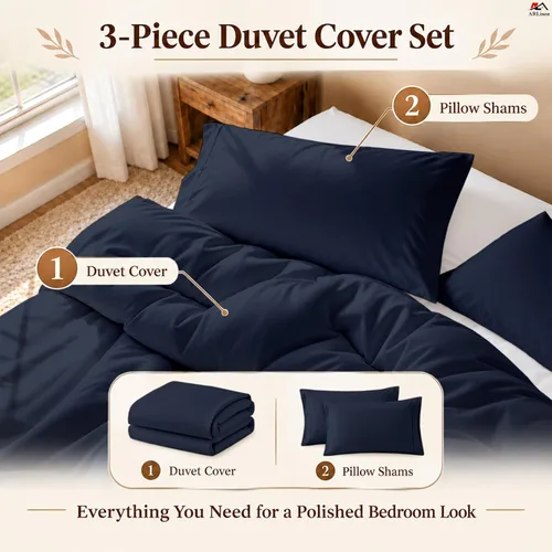 Vista 84 de ARlinen Juego de funda de edredón de tamaño individual, 100% algodón egipcio, juego de ropa de cama de 3 piezas con cierre de cremallera, incluye 1