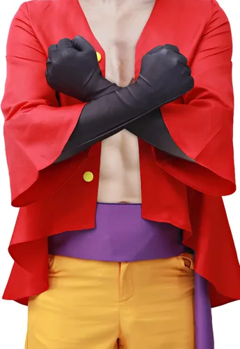 Vista 3 de DAZCOS Luffy - Guantes de cosplay de 3 marcha mangas de brazo dominantes accesorios de disfraz de Halloween