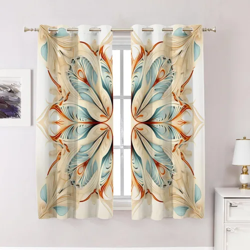 Vista 228 de Cortinas opacas de poliéster multicapa para cafetería, con diseño de diamantes, 2 unidades, 26 x 24 pulgadas
